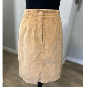 Talbots Stretch Corduroy Skirt Size 8 Tan A Line Knee Length Preppy Academia 90s
